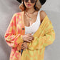 Leopard Button Front Ribbed Trim Cardigan