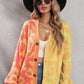 Leopard Button Front Ribbed Trim Cardigan