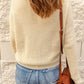 Half Button Dropped Shoulder Ribbed Sweater