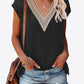 Eyelet Contrast V-Neck Tee