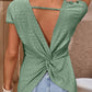 Twisted Open Back Eyelet Top