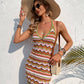 Multicolored Chevron Stripe Halter Neck Sweater Dress