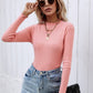 Frill Trim Rib-Knit Sweater