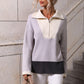Color Block Half-Zip Dropped Shoulder Knit Pullover