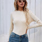 Frill Trim Rib-Knit Sweater