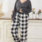 Plus Size Long Sleeve Top and Plaid Pants Lounge Set