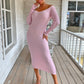 Ribbed V-Neck Midi Sweater Dress