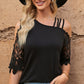 Spliced Lace Asymmetrical Neck Blouse
