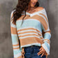 Striped V-Neck Knit Top