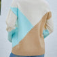 Color Block Round Neck Lantern Sleeve Sweater