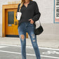 Horizontal Ribbing Johnny Collar Sweater