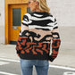 Cozy Venue Printed Raglan Sleeve Ribbed Trim Sweater
