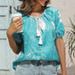 Floral Tassel Tie Buttoned Blouse