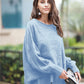 Openwork Boat Neck Sweater with Scalloped Hem
