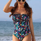 Floral Tied Frill Trim Strapless One-Piece Swimsuit