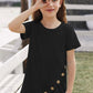 Girls Buttoned Tulip Hem T-Shirt