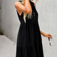 Tie Neck Tiered Dress with Decorative Buttons