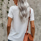 Buttoned V-Neck Short Sleeve Top