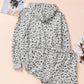 Animal Print Drawstring Detail Hoodie and Shorts Lounge Set