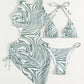 Abstract Print Tie Back Three-Piece Swim Set