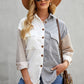 Color Block Button Front Shirt with Pockets