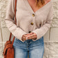 Button Down V-Neck Cropped Cardigan