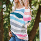 Striped Round Neck Sweater with Breast Pocket