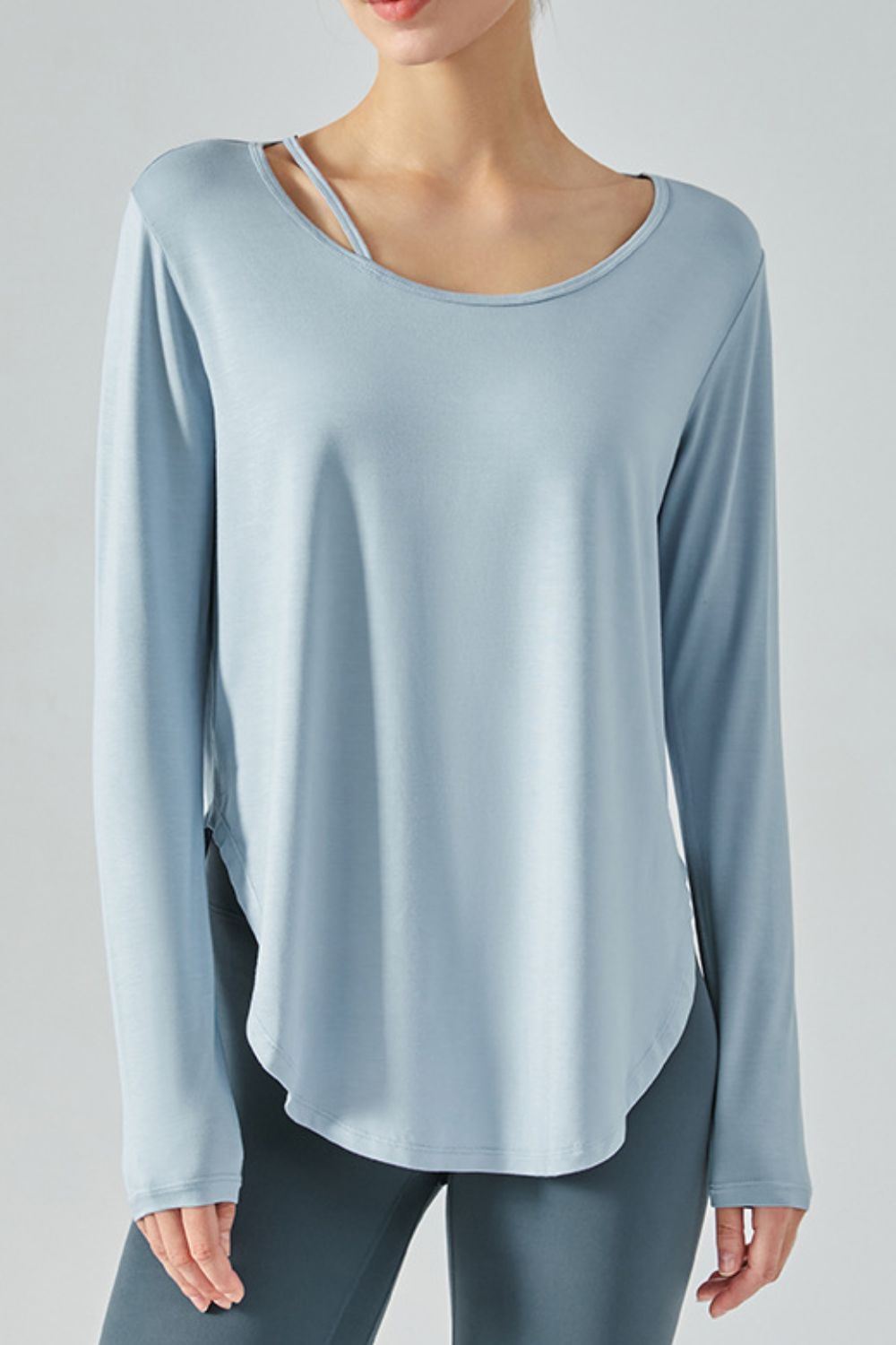 Neck Detail Slit Sports Top