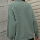 High Neck Balloon Sleeve Rib-Knit Pullover Sweater