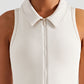 Zip Up Collared Cropped Sports Top