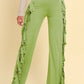 Fringe Trim Wide Leg Pants