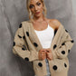 Polka Dot Open Front Dropped Shoulder Cardigan