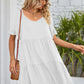 V-Neck Flounce Sleeve Tiered Dress