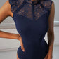Scalloped Lace Yoke Sleeveless Bodysuit