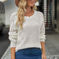 Openwork Round Neck Raglan Sleeve Sweater