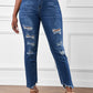 High-Rise Distressed Hem Detail Jeans