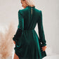 Long Flounce Sleeve A-Line Dress