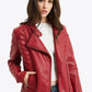Asymmetrical Zip Up PU Leather Jacket with Pockets