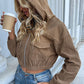 Zip-Up Corduroy Cropped Hooded Jacket