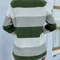 Striped Raglan Sleeve Rib-Knit Sweater