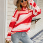 Abstract High Neck Dropped Shoulder Sweater