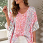 Mixed Print V-Neck Blouse