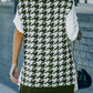 Houndstooth Side Slit Ribbed Sweater Vest Dress