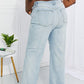 Judy Blue Full Size Cameron High Waist Destroyed Hem Straight Jeans