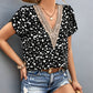 Animal Print V-Neck Petal Sleeve Blouse