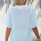 Swiss Dot Lace Trim Flutter Sleeve V-Neck Blouse