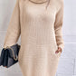 Turtleneck Raglan Sleeve Rib-Knit Dress with Pockets