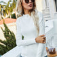 Frill Trim Rib-Knit Sweater