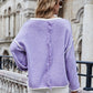 Dropped Shoulder Boat Neck Long Sleeve Sweater