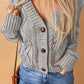 Mixed Knit Button Down Cardigan with Pockets